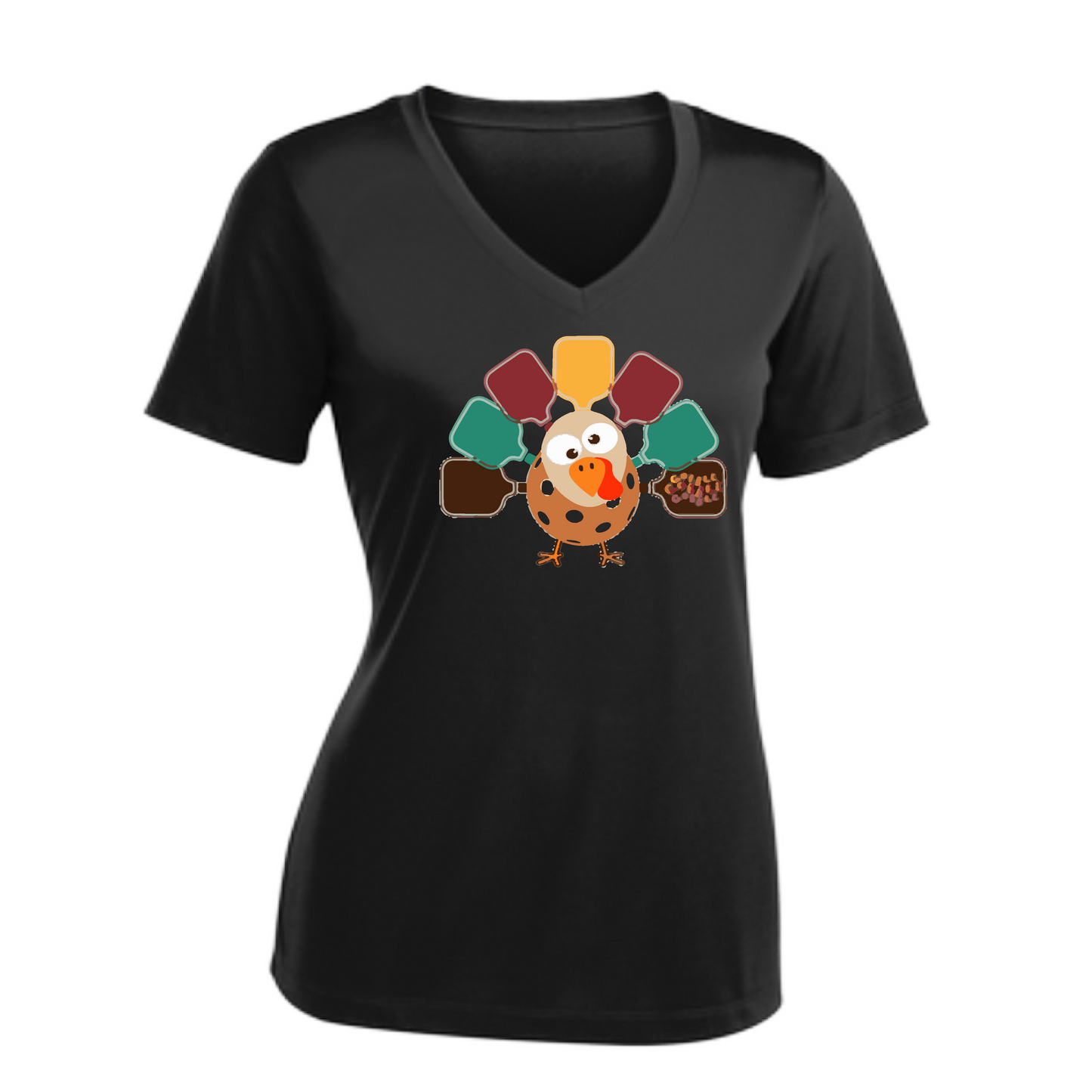 Turkey Pickleball | Women's Short Sleeve V-Neck Pickleball Shirts | 100% Polyester