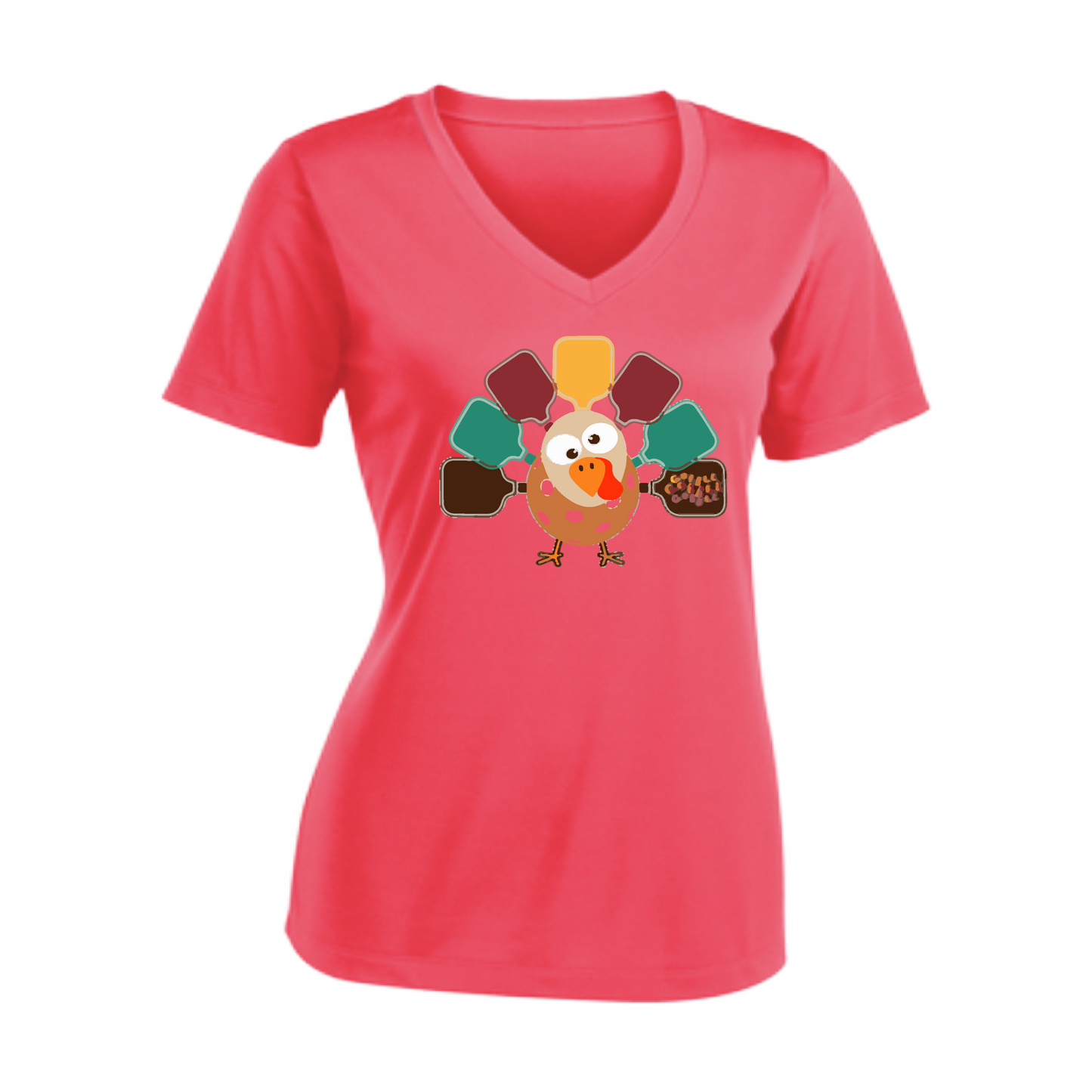 Turkey Pickleball | Women's Short Sleeve V-Neck Pickleball Shirts | 100% Polyester