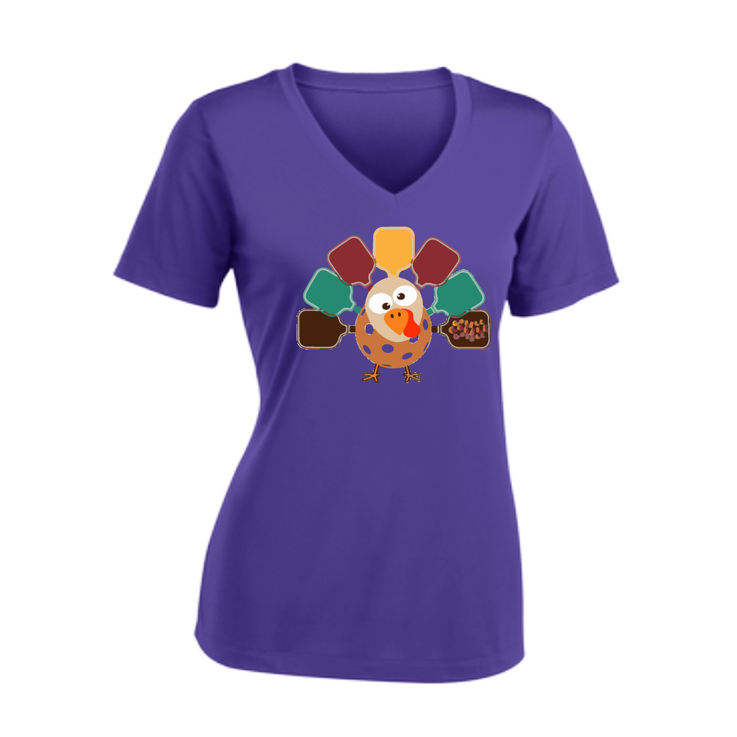 Turkey Pickleball | Women's Short Sleeve V-Neck Pickleball Shirts | 100% Polyester