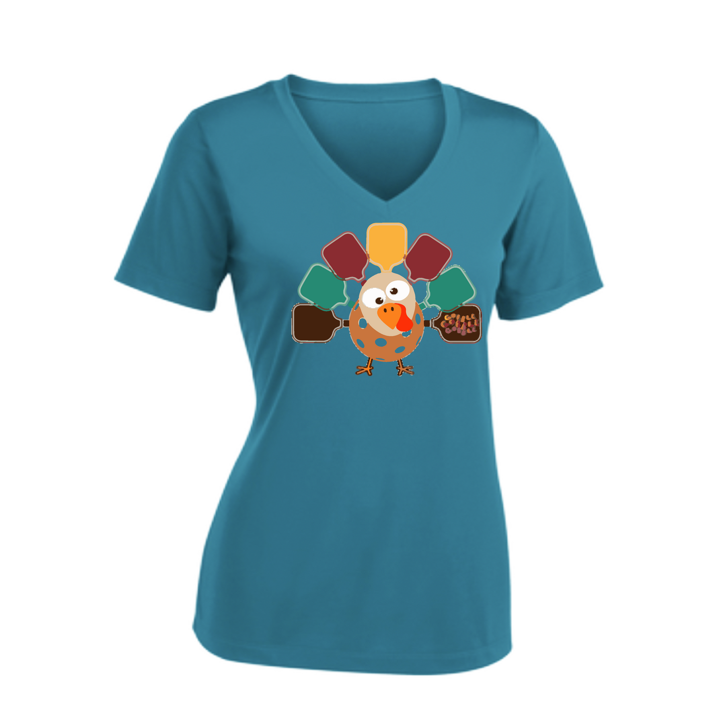 Turkey Pickleball | Women's Short Sleeve V-Neck Pickleball Shirts | 100% Polyester