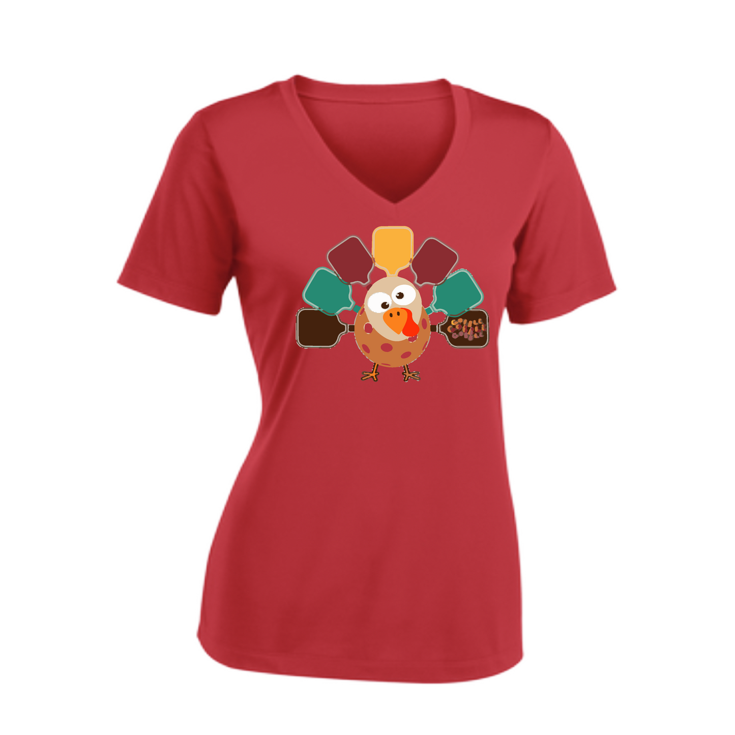 Turkey Pickleball | Women's Short Sleeve V-Neck Pickleball Shirts | 100% Polyester