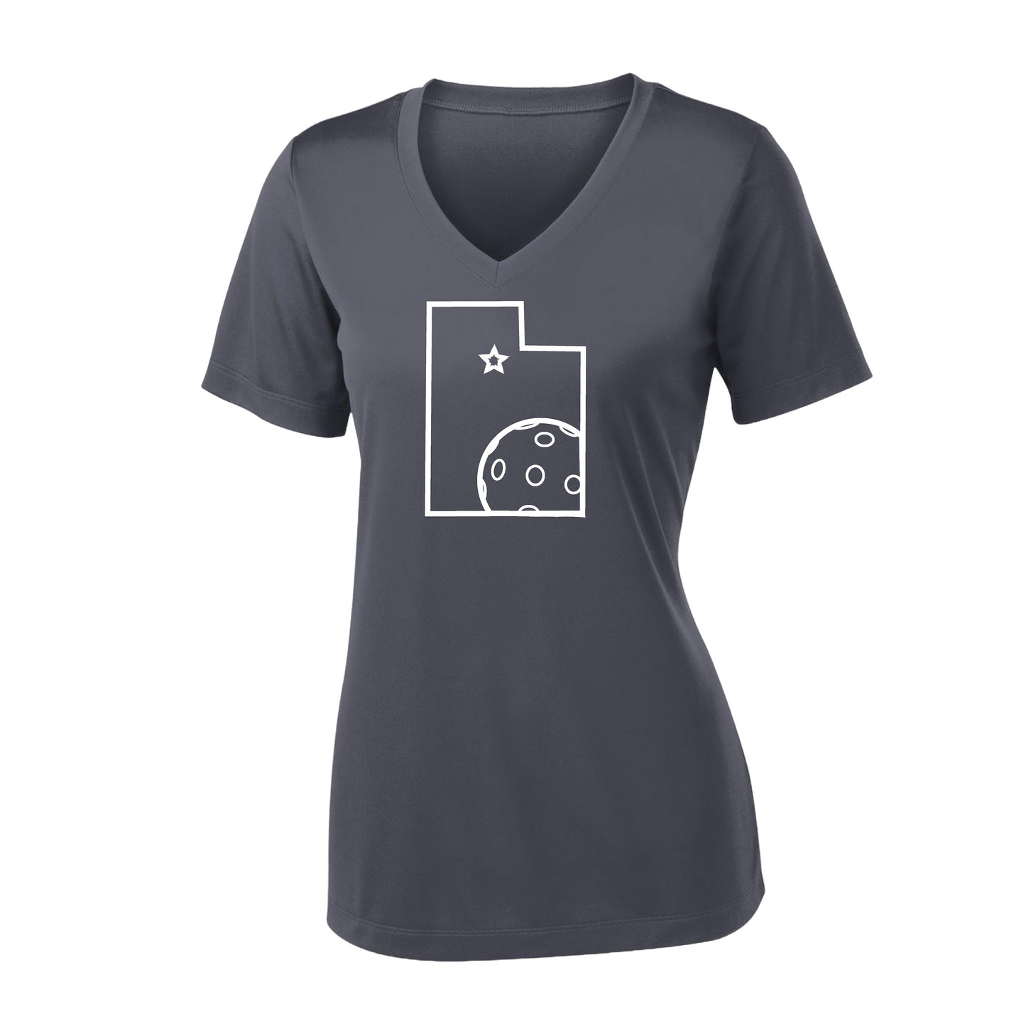 Utah With Pickleball | Women’s Short Sleeve V-Neck Pickleball Shirts | 100% Polyester