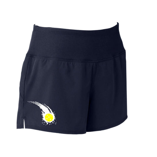 Pickleball Shorts Designs: Pickleball Impact  Sport Tek women’s repeat shorts come with built-in cell phone pocket on the exterior of the waistband. You can also feel secure knowing that no matter how strenuous the exercise, the shorts will remain in place (it won’t ride up!). These shorts are extremely versatile and trendy. Transition from the Pickleball court to running errands smoothly.
