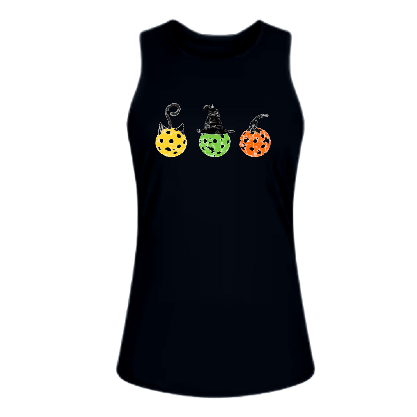 Cat Witch Pumpkin  | Women's Split Back or Tied Back Pickleball Tank | 80/20 Nylon Spandex Mix