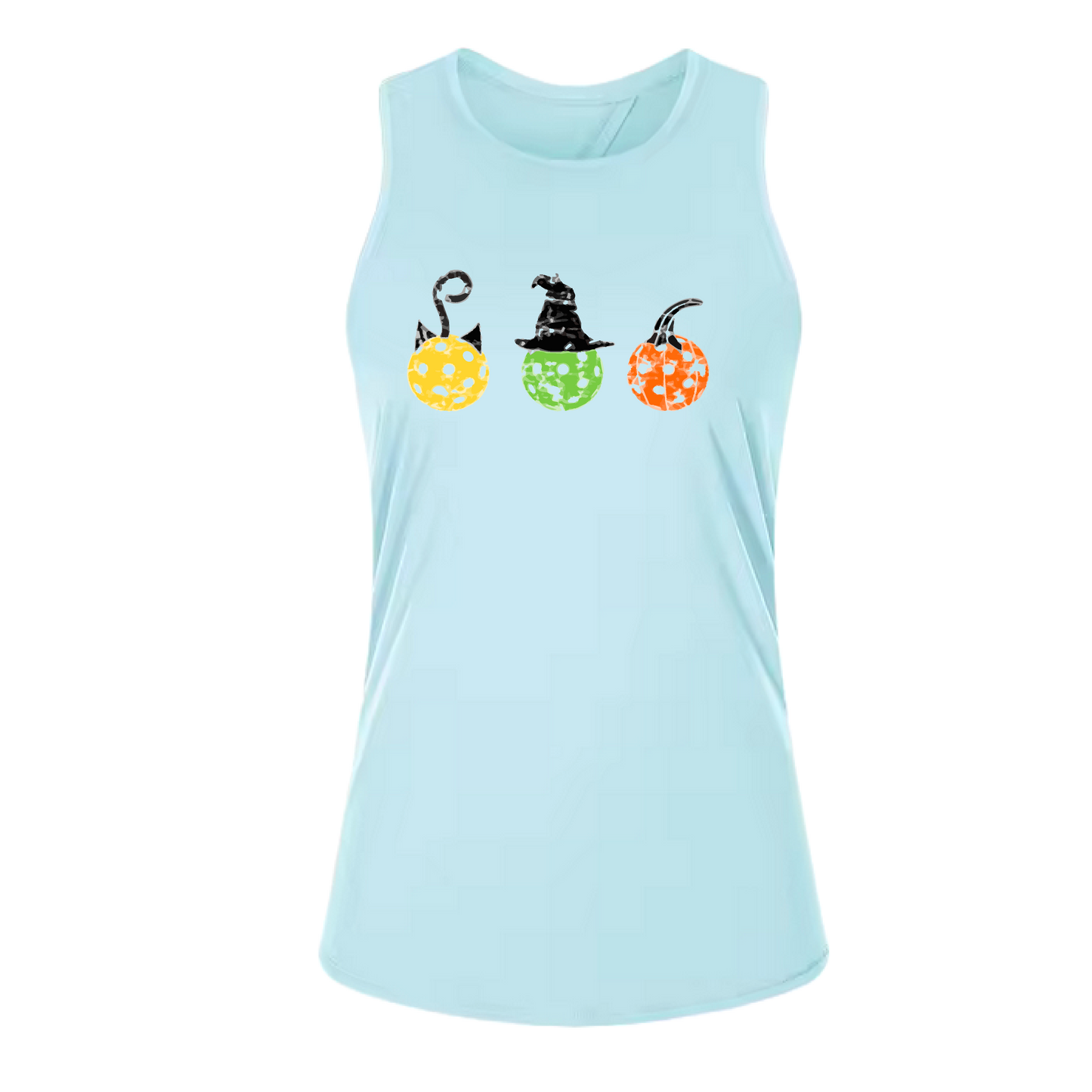 Cat Witch Pumpkin  | Women's Split Back or Tied Back Pickleball Tank | 80/20 Nylon Spandex Mix