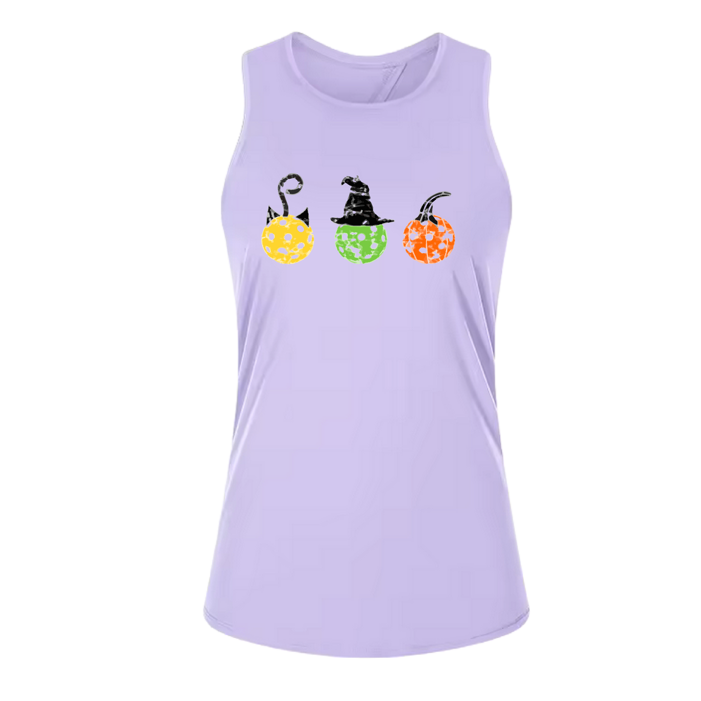 Cat Witch Pumpkin  | Women's Split Back or Tied Back Pickleball Tank | 80/20 Nylon Spandex Mix