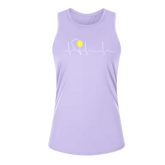 Pickleball Heartbeat EKG | Women's Split Back or Tied Back Pickleball Tank | 80/20 Nylon Spandex Mix