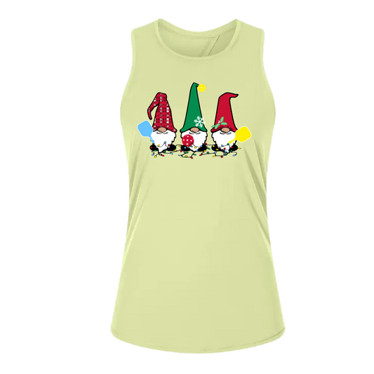 Christmas Gnomes | Women's Split Back or Tied Back Pickleball Tank | 80/20 Nylon Spandex Mix