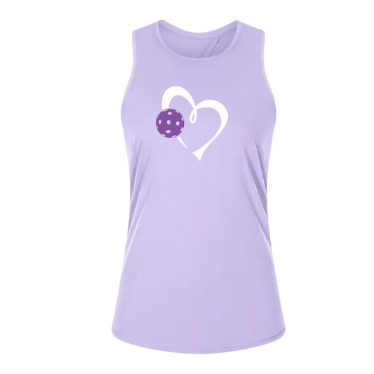 Love Pickleball (Purple)| Women's Split Back or Tied Back Pickleball Tank | 80/20 Nylon Spandex Mix