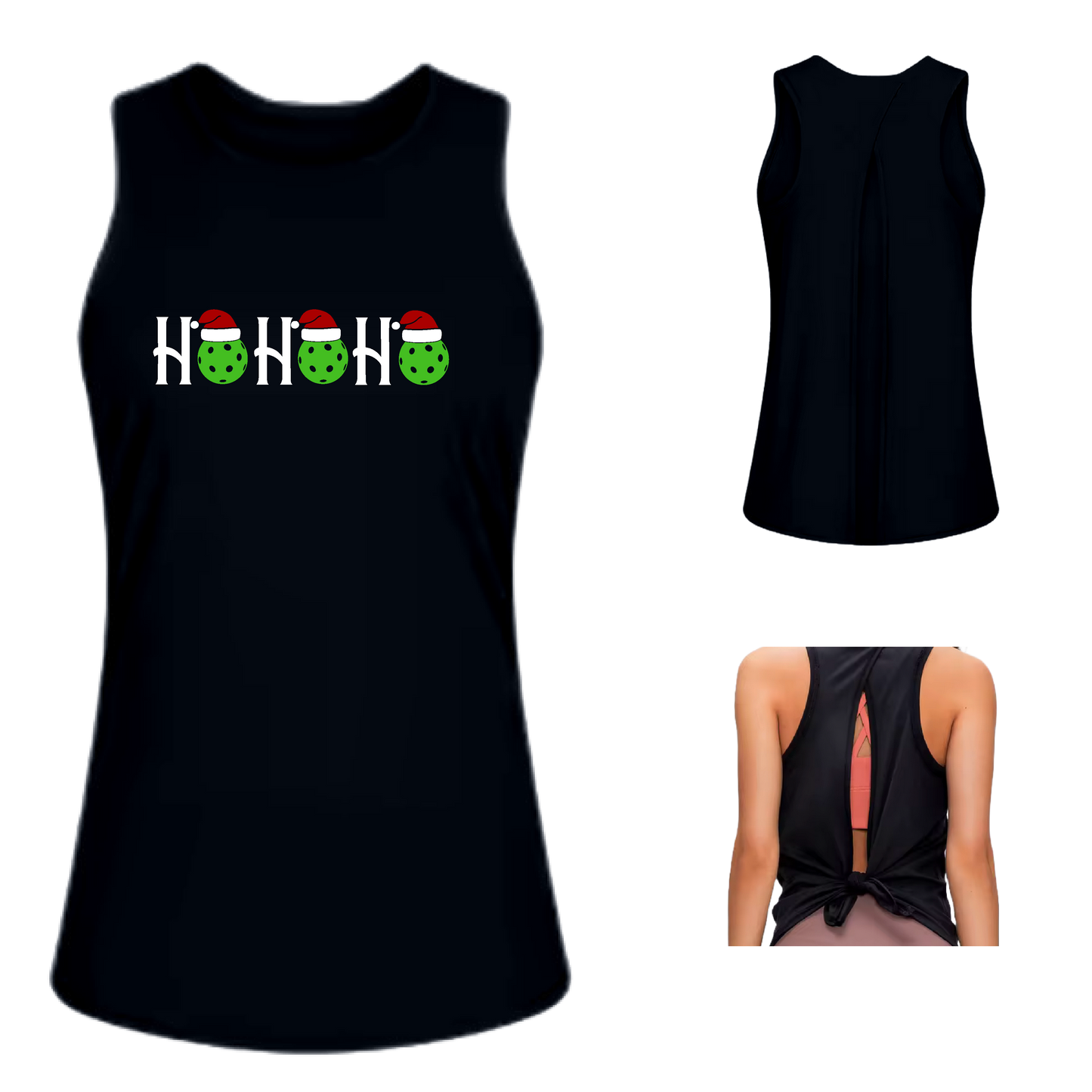 Ho Ho Ho | Women's Split Back or Tied Back Pickleball Tank | 80/20 Nylon Spandex Mix