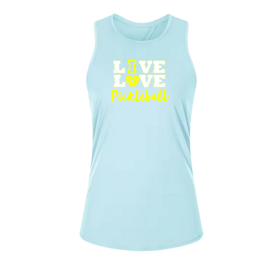 Live Love Pickleball | Women's Split Back or Tied Back Pickleball Tank | 80/20 Nylon Spandex Mix