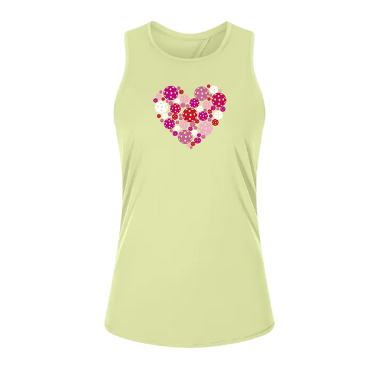 Pickleball Heart | Women's Split Back or Tied Back Pickleball Tank | 80/20 Nylon Spandex Mix