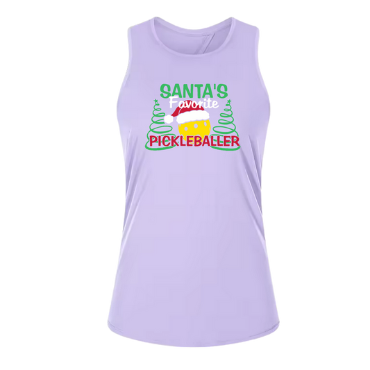 Santa's Favorite Pickleballer | Women's Split Back or Tied Back Pickleball Tank | 80/20 Nylon Spandex Mix