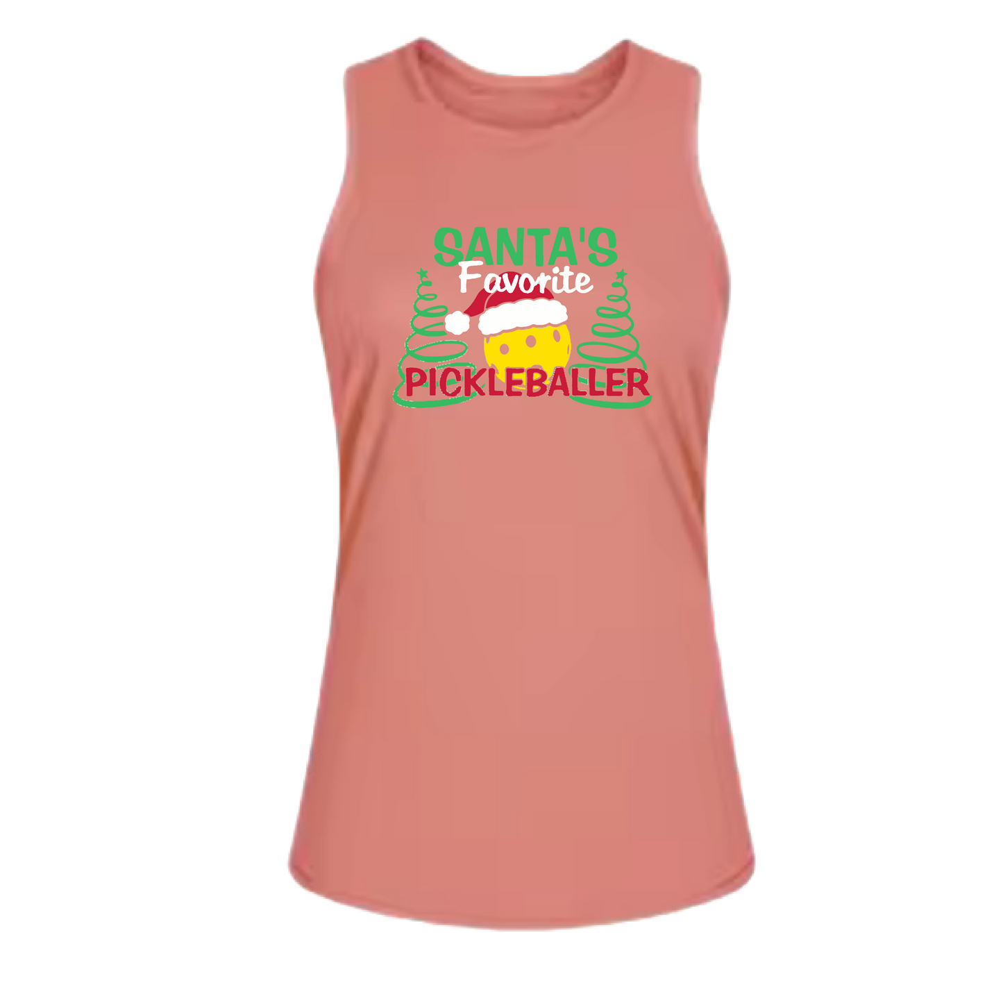 Santa's Favorite Pickleballer | Women's Split Back or Tied Back Pickleball Tank | 80/20 Nylon Spandex Mix