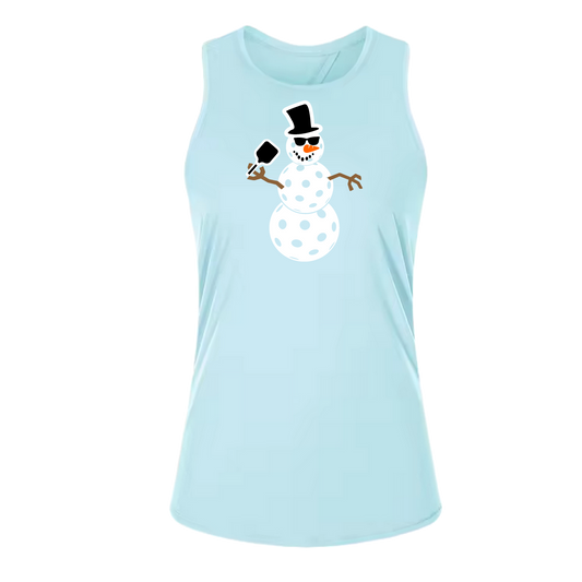 Snowman | Women's Split Back or Tied Back Pickleball Tank | 80/20 Nylon Spandex Mix