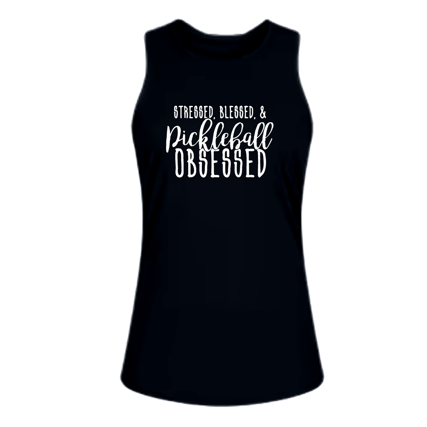 Stressed Blessed & Pickleball Obsessed | Women's Split Back or Tied Back Pickleball Tank | 80/20 Nylon Spandex Mix