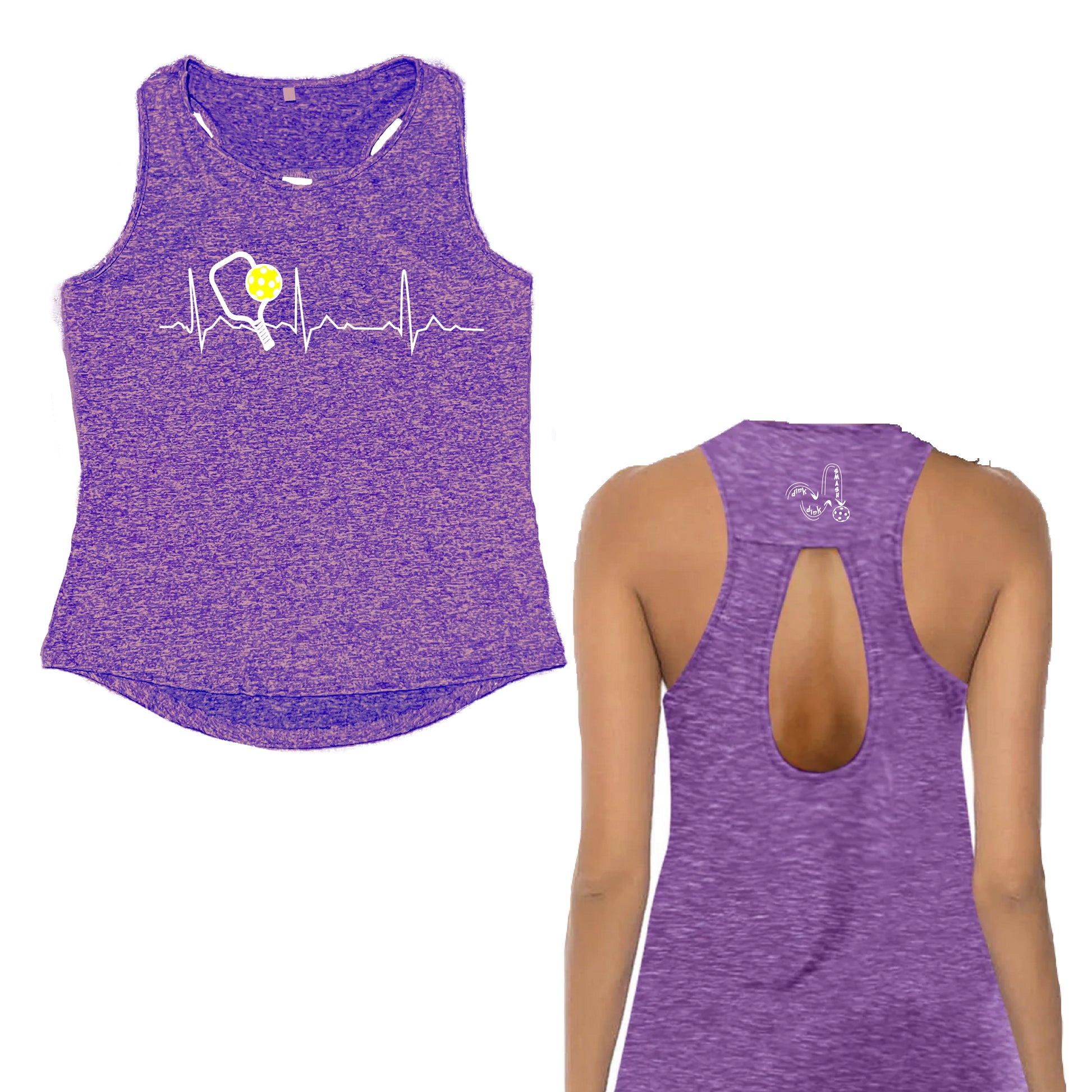 For women who want to look stylish while playing pickleball, this lightweight sleeveless tank with a teardrop back is perfect. The sheer fabric is perfect for layering over your favorite sports bra, fitted or cropped tank for a stylish and trendy look.  The tank is made of 100% polyester moisture-wicking fabric that draws moisture away from the body, ensuring that you stay dry and comfortable throughout the game. 