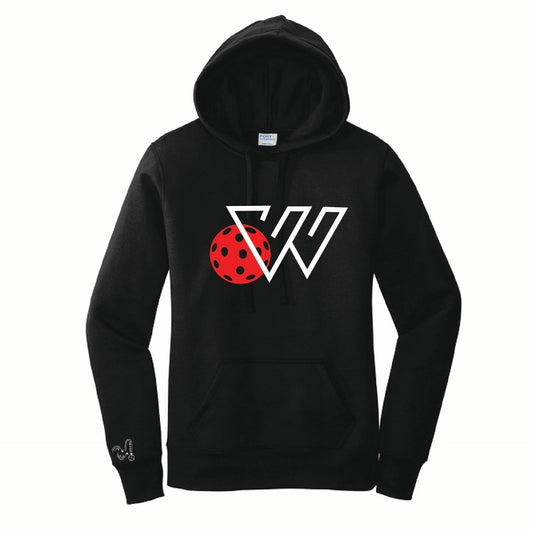 Weber High School Pickleball Club | Women's Fitted Black Hoodie Athletic Sweatshirts | 50% Cotton/50% Polyester