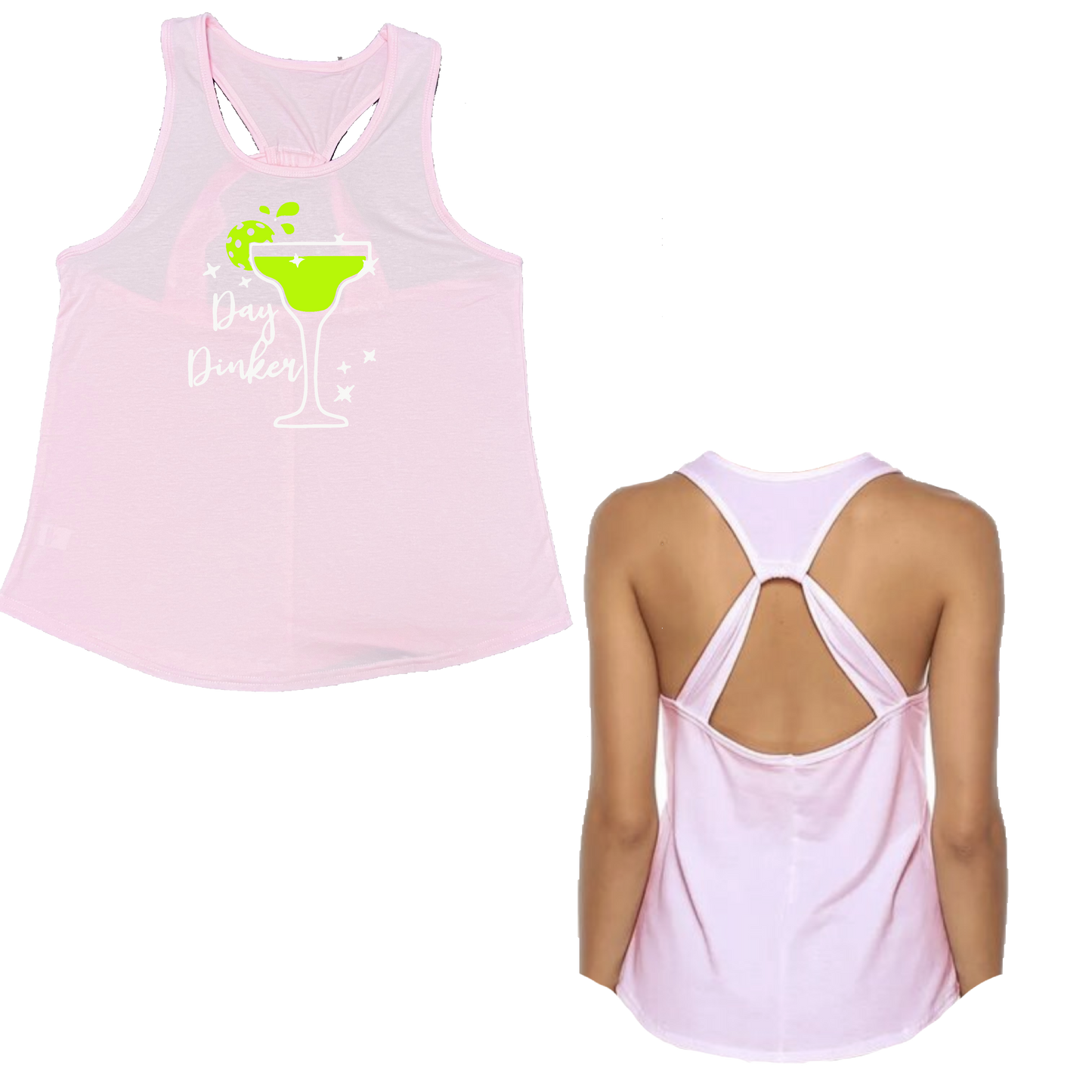 Day Dinker Pickleball Lime | Women's Open X-Back Pickleball Tank | Quick Dry Athletic Shirt