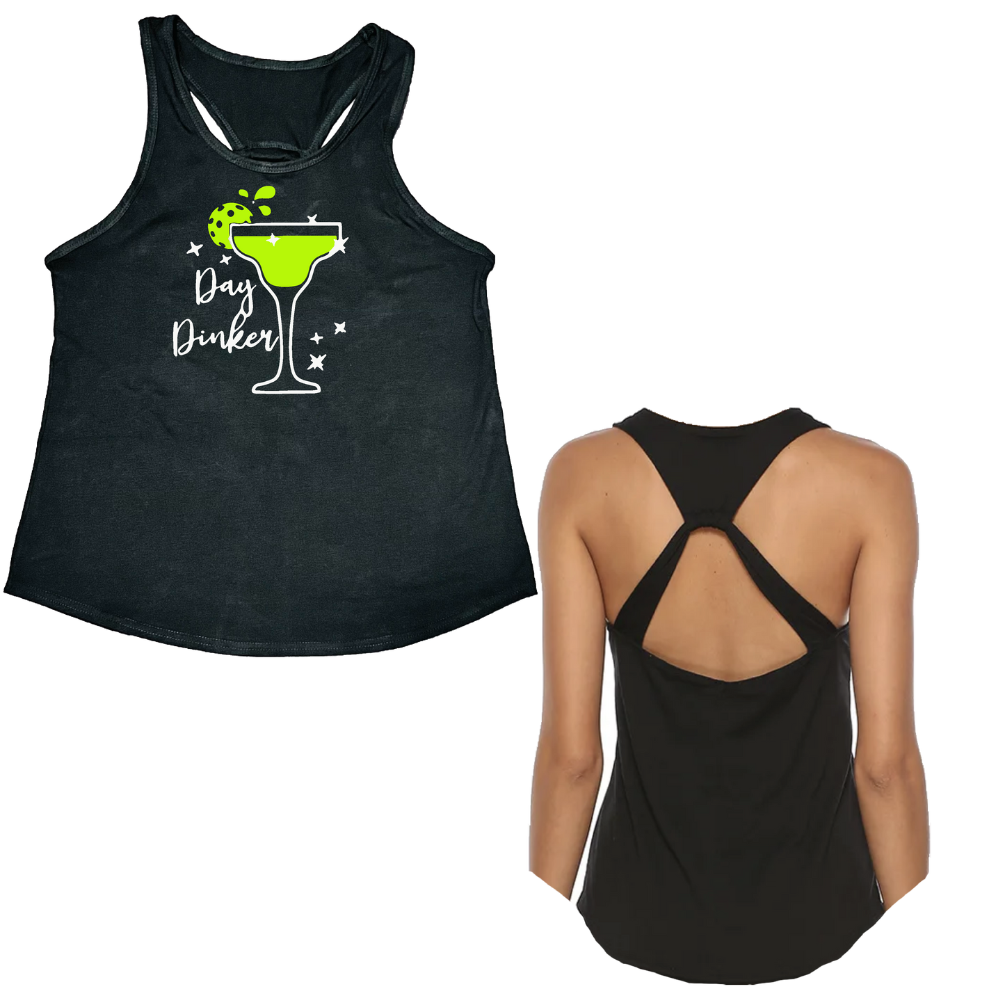 Day Dinker Pickleball Lime | Women's Open X-Back Pickleball Tank | Quick Dry Athletic Shirt