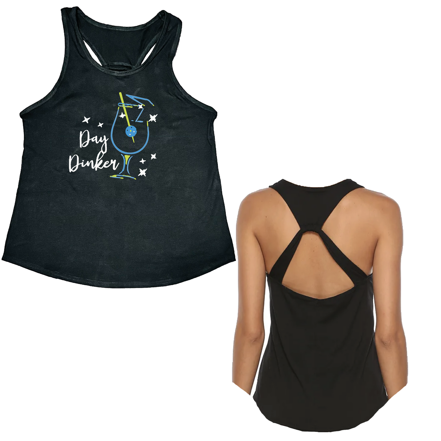 Day Dinker Pickleball Olive | Women's Open X-Back Pickleball Tank | Quick Dry Athletic Shirt