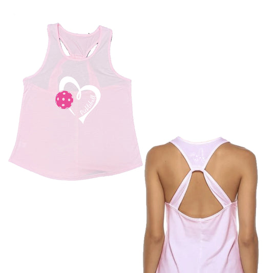 For women who want to look stylish while playing pickleball, this lightweight sleeveless tank with a teardrop back is perfect. The sheer fabric is perfect for layering over your favorite sports bra, fitted or cropped tank for a stylish and trendy look.  The tank is made of 100% polyester moisture-wicking fabric that draws moisture away from the body, ensuring that you stay dry and comfortable throughout the game. 