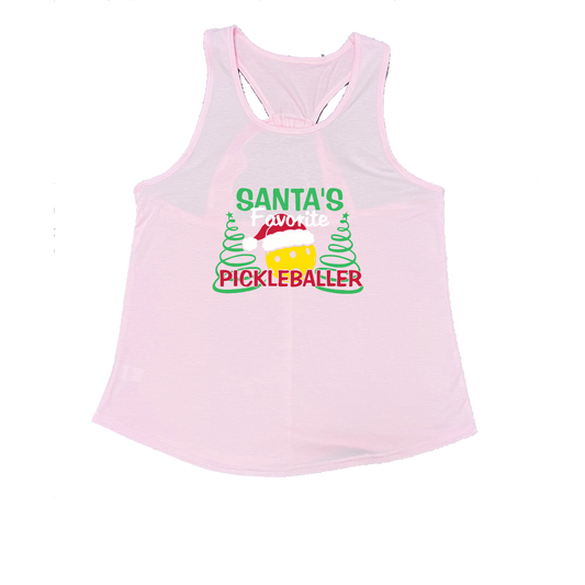 Santa's Favorite Pickleballer | Women's Open X-Back Pickleball Tank | Quick Dry Athletic Shirt