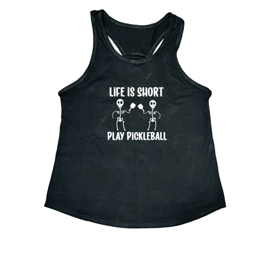 Life is Short Skeletons | Women's Open X-Back Pickleball Tank | Quick Dry Athletic Shirt