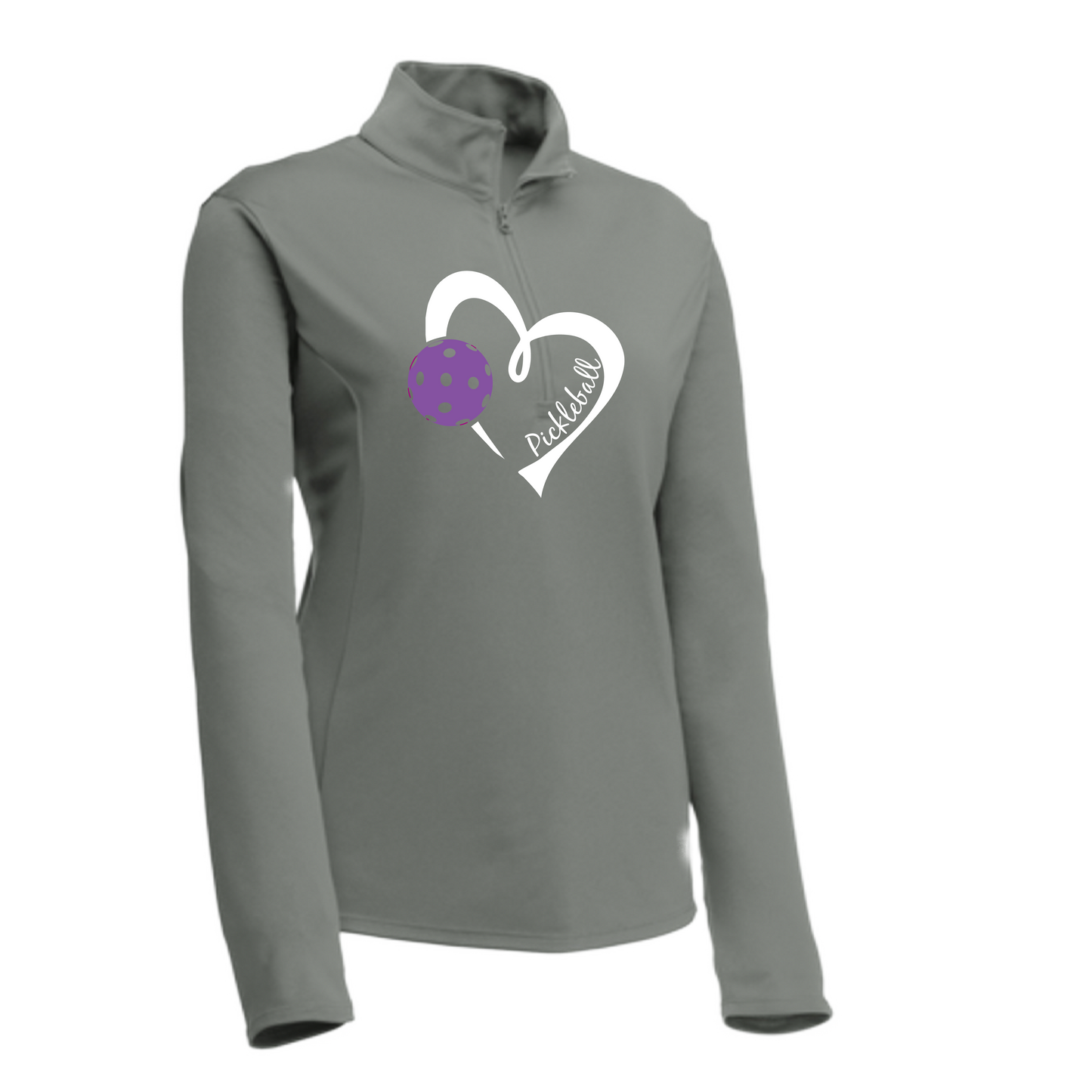 Pickleball Love Purple (Customizable) | Women's 1/4 Zip Pullover Athletic Shirt | 100% Polyester