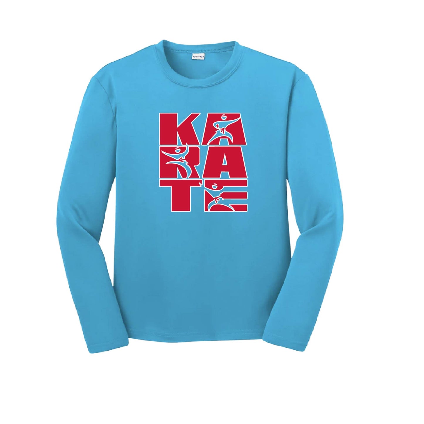 Karate Stacked | Youth Long Sleeve Karate Performance T-Shirts | 100% Polyester