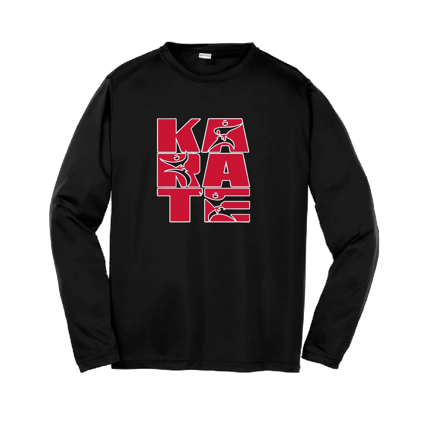 Karate Stacked | Youth Long Sleeve Karate Performance T-Shirts | 100% Polyester