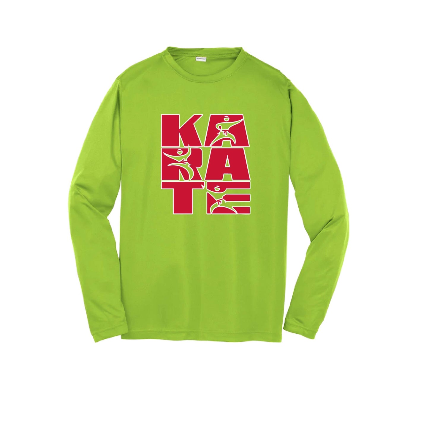Karate Stacked | Youth Long Sleeve Karate Performance T-Shirts | 100% Polyester