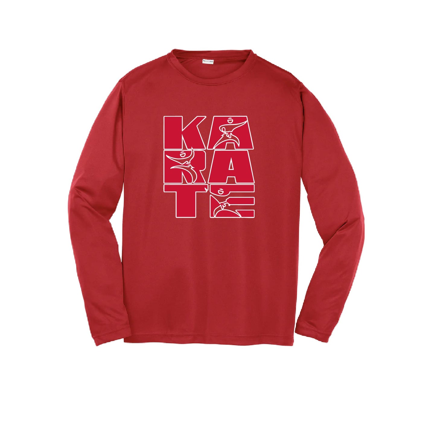 Karate Stacked | Youth Long Sleeve Karate Performance T-Shirts | 100% Polyester