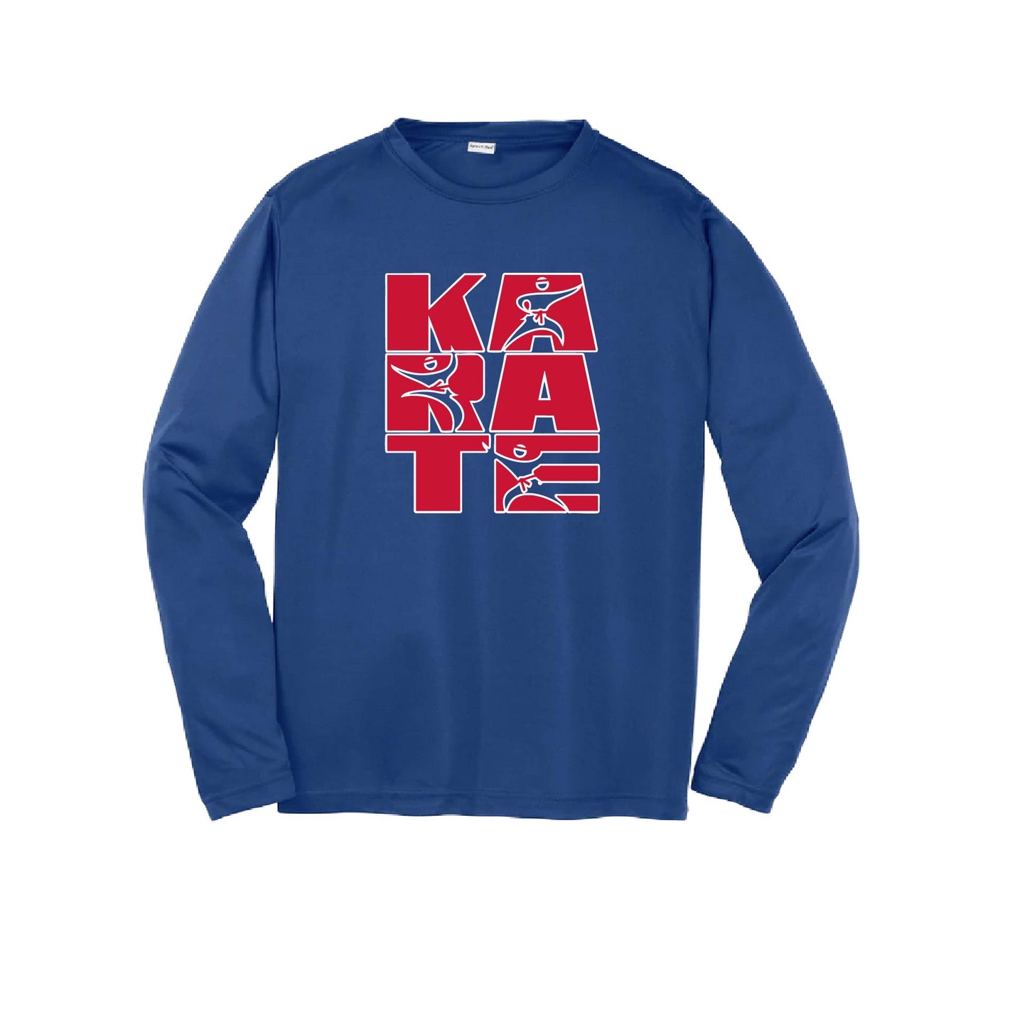 Karate Stacked | Youth Long Sleeve Karate Performance T-Shirts | 100% Polyester