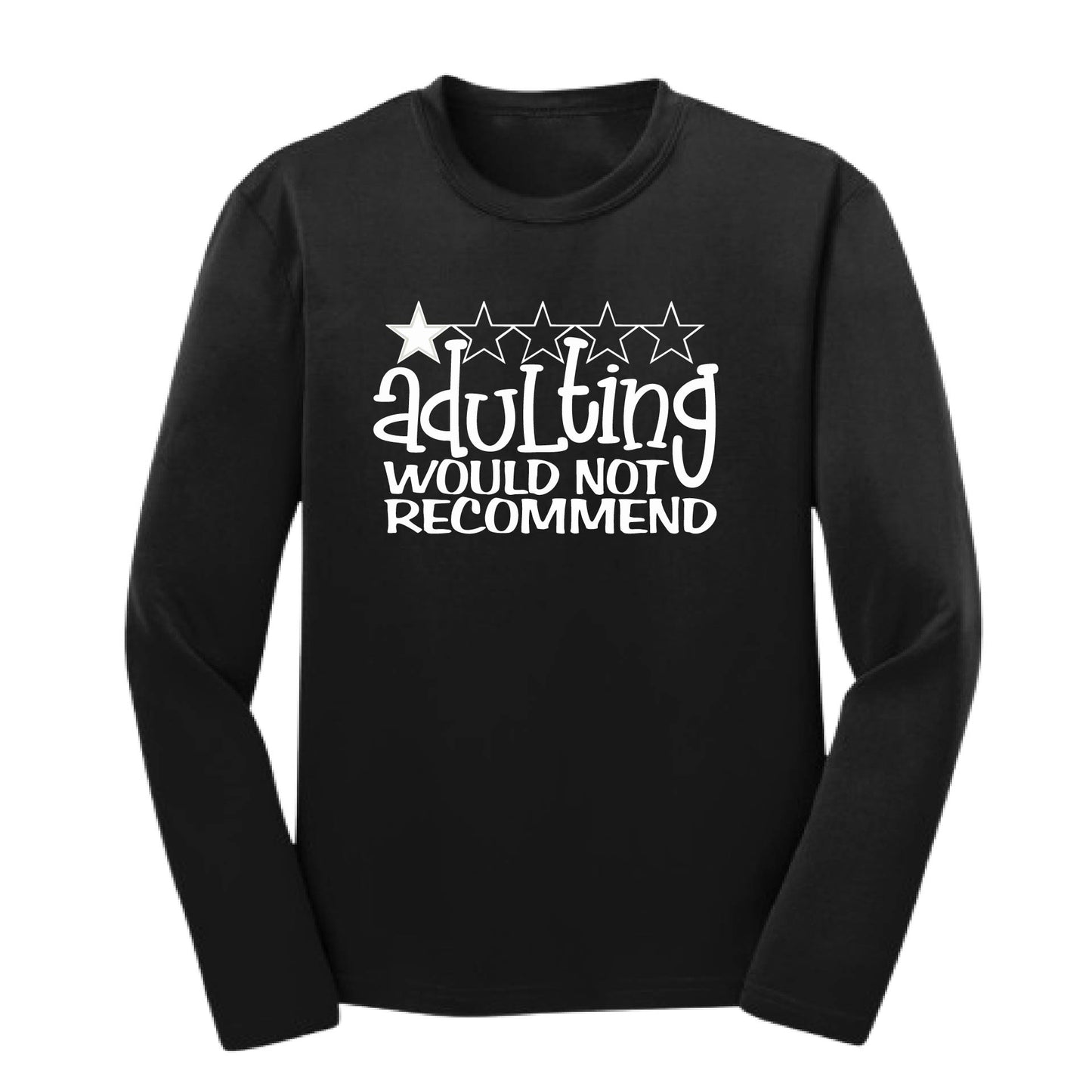 Adulting 1 Star Would Not Recommend | Youth Long Sleeve Performance T-Shirts | 100% Polyester