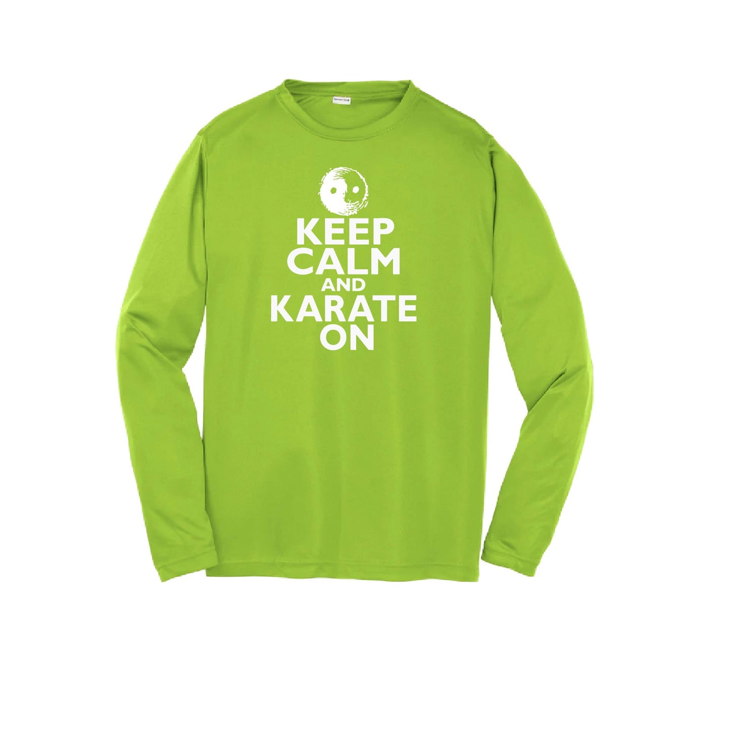 Keep Calm and Karate On | Youth Long Sleeve Karate Performance T-Shirts | 100% Polyester