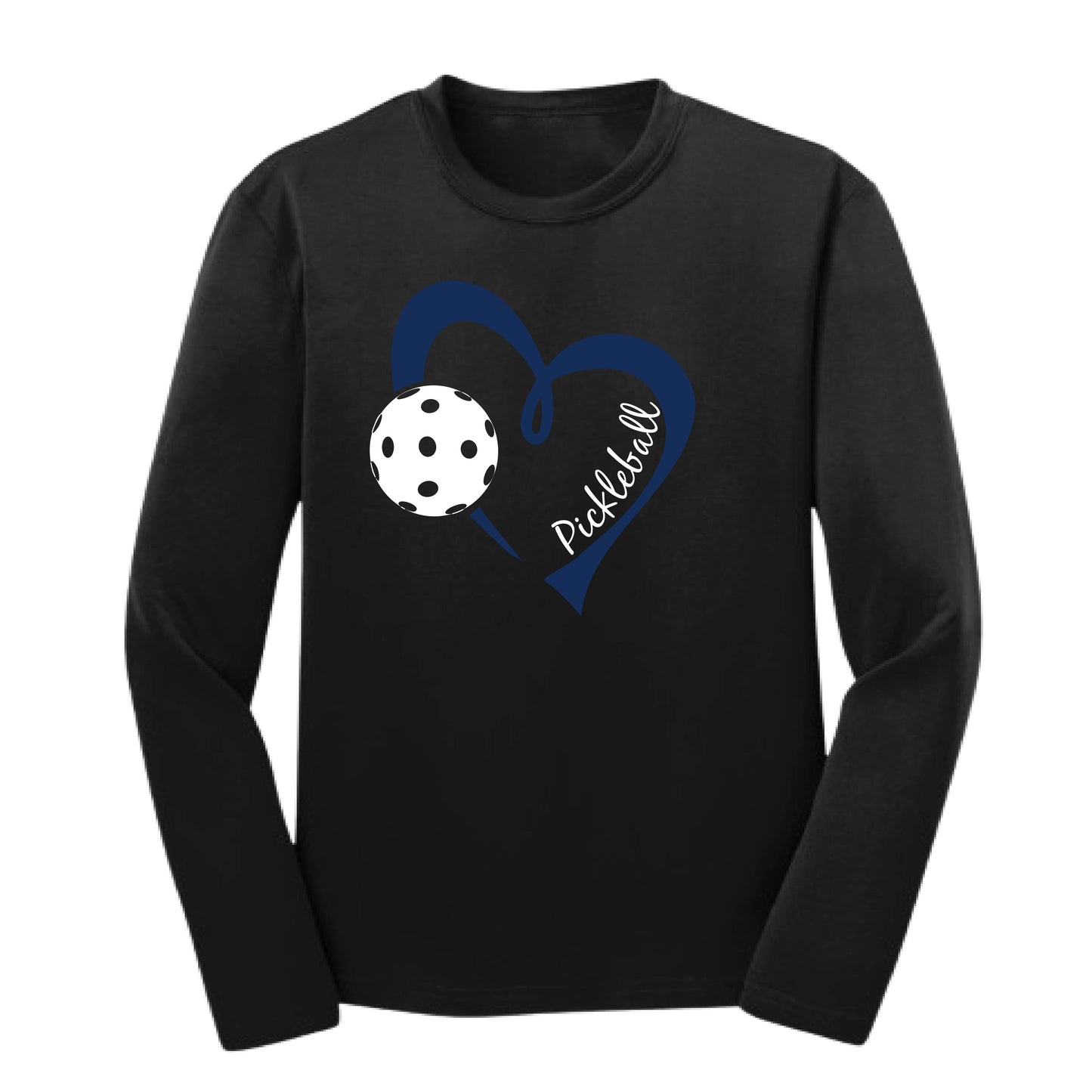 Pickleball Love (Navy) | Youth Long Sleeve Pickleball Performance T-Shirts | 100% Polyester