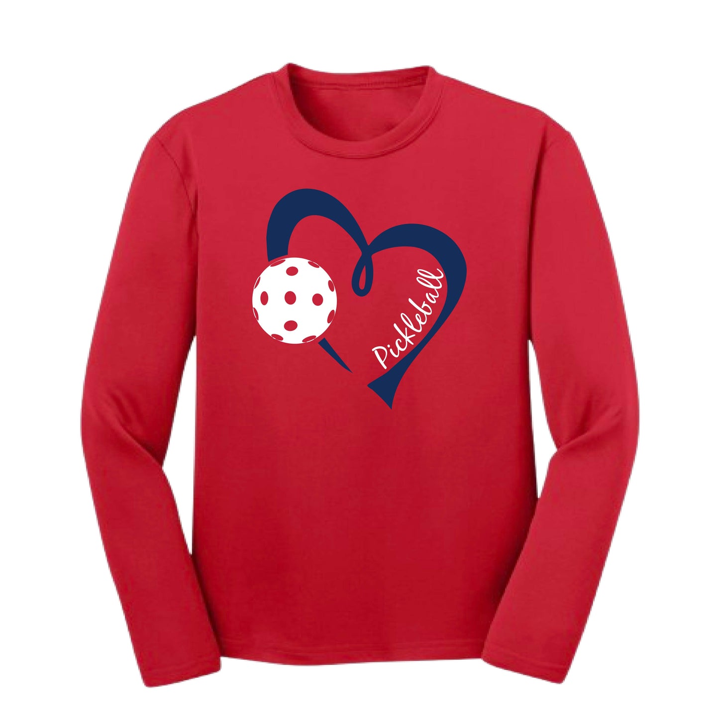 Pickleball Love (Navy) | Youth Long Sleeve Pickleball Performance T-Shirts | 100% Polyester