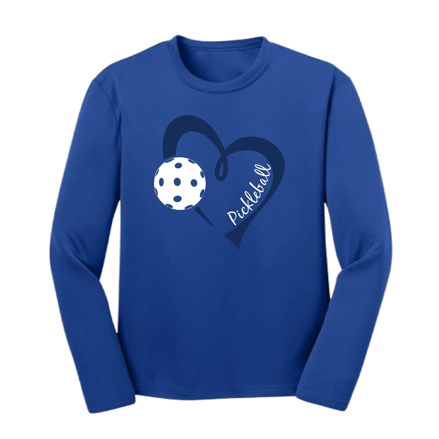 Pickleball Love (Navy) | Youth Long Sleeve Pickleball Performance T-Shirts | 100% Polyester