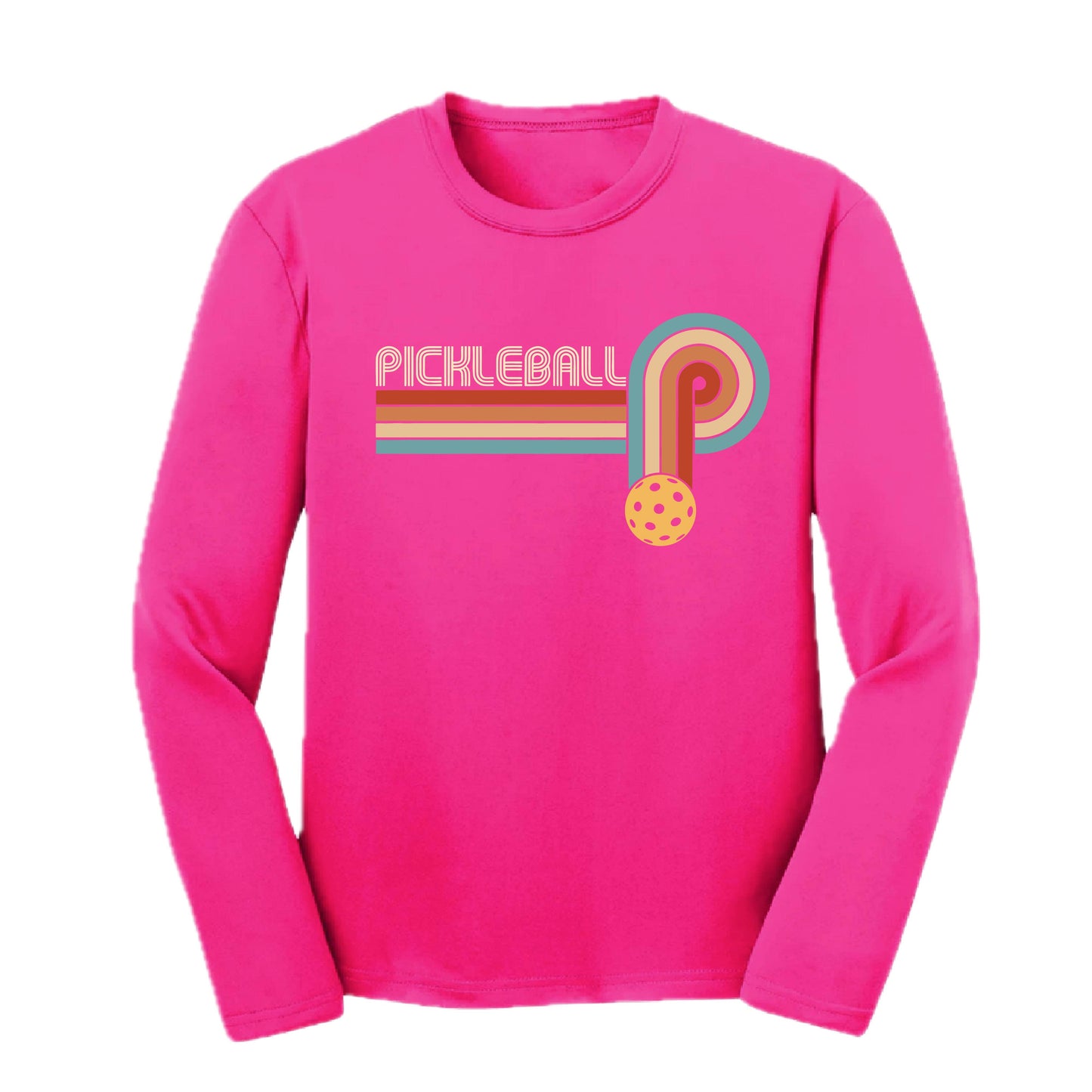 Retro Pickleball | Youth Long Sleeve Performance T-Shirts | 100% Polyester