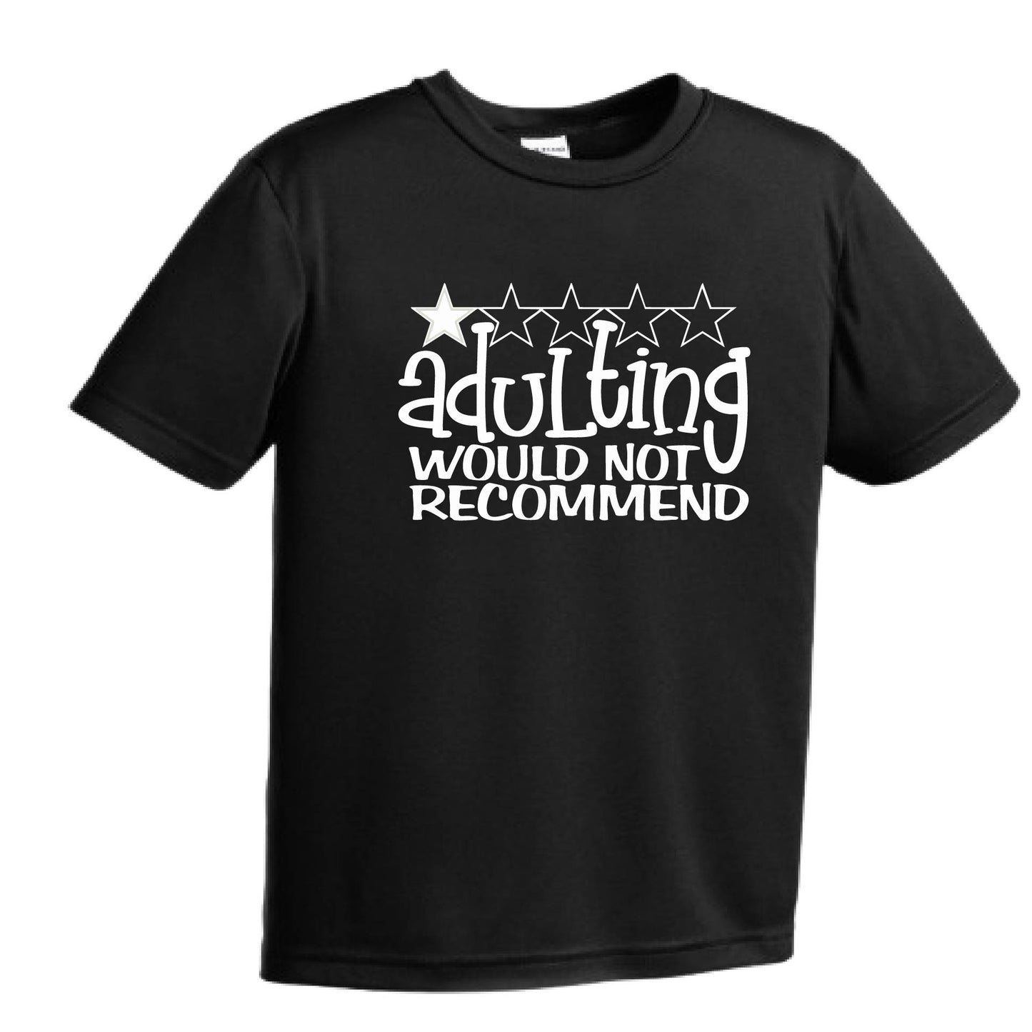 Adulting 1 Star Would Not Recommend | Youth Short Sleeve Performance T-Shirts | 100% Polyester