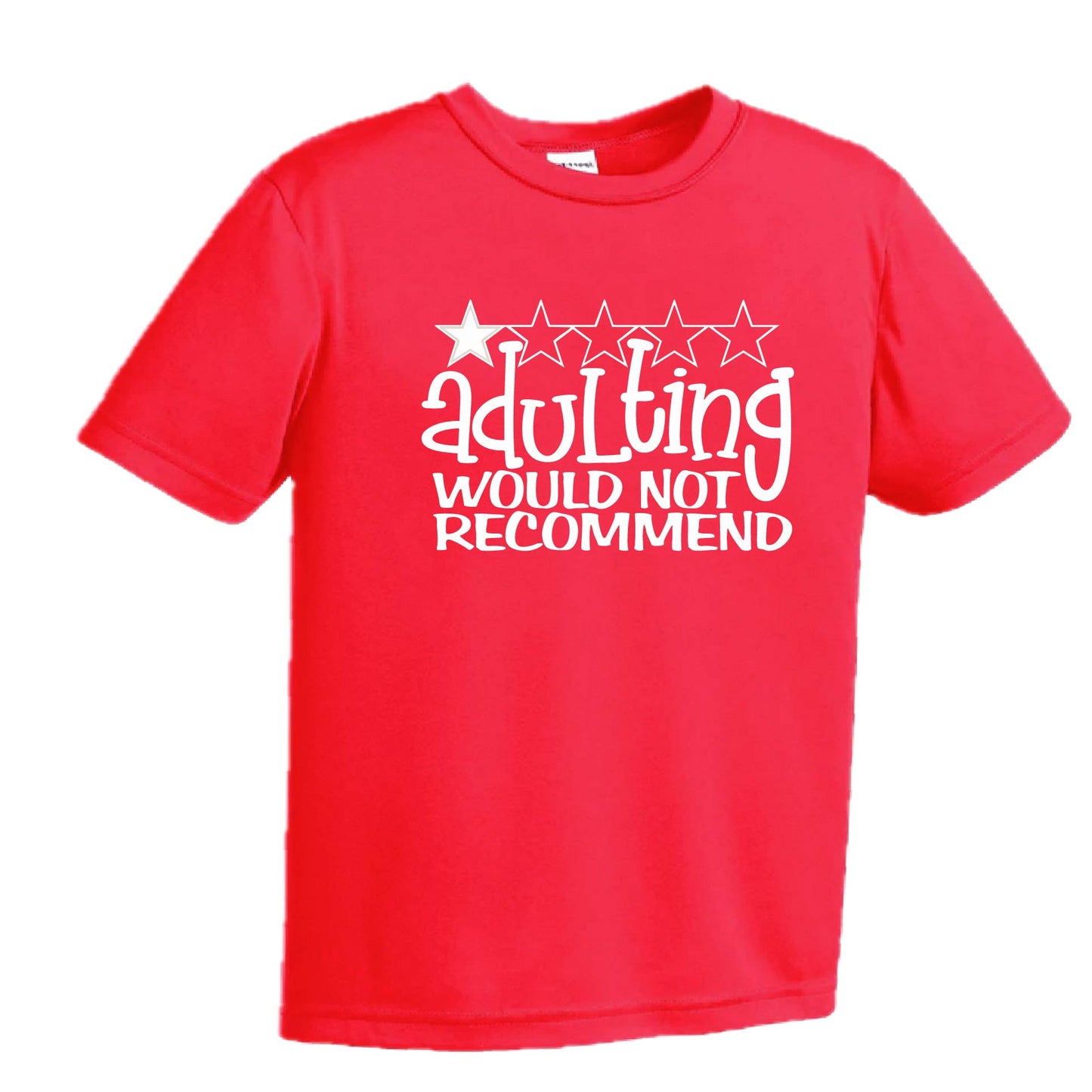 Adulting 1 Star Would Not Recommend | Youth Short Sleeve Performance T-Shirts | 100% Polyester
