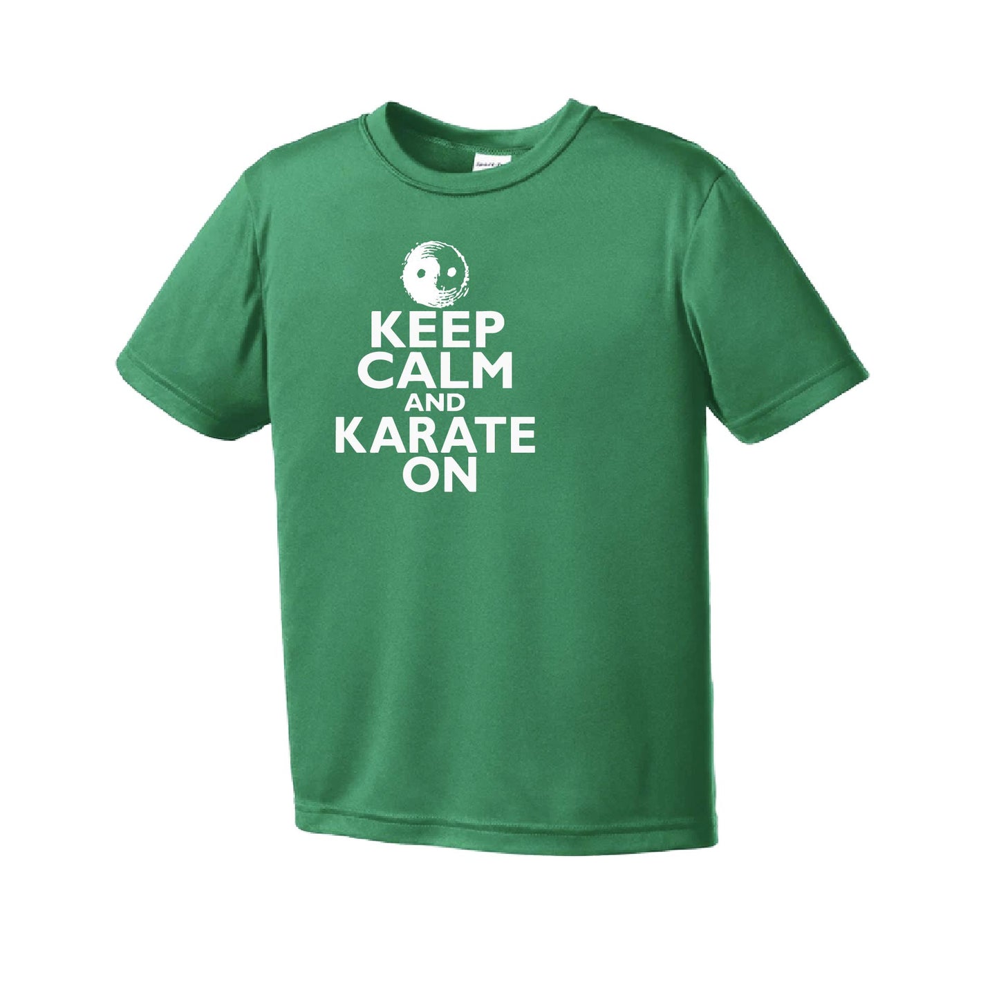 Keep Calm and Karate On | Youth Short Sleeve Karate Performance T-Shirts | 100% Polyester