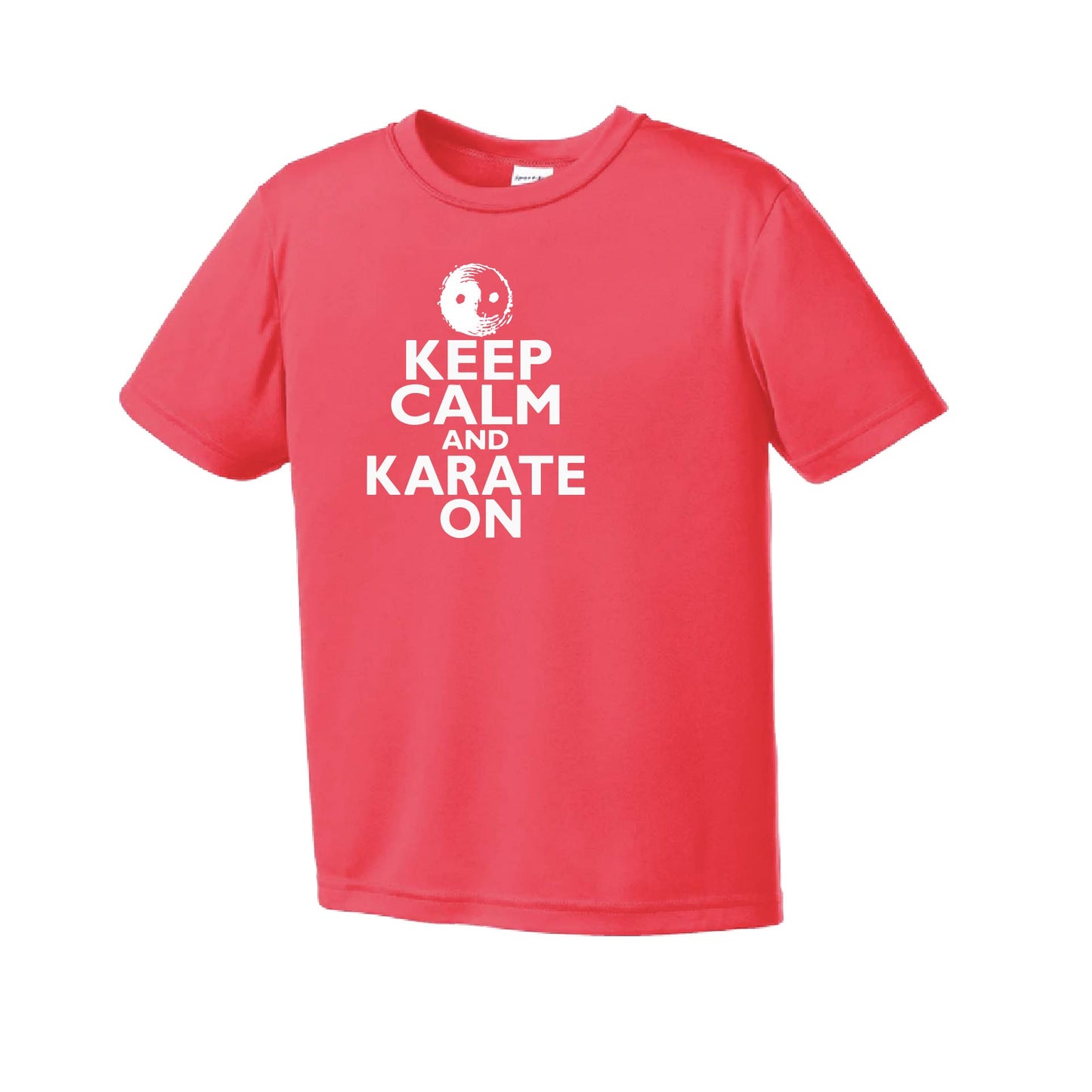 Keep Calm and Karate On | Youth Short Sleeve Karate Performance T-Shirts | 100% Polyester