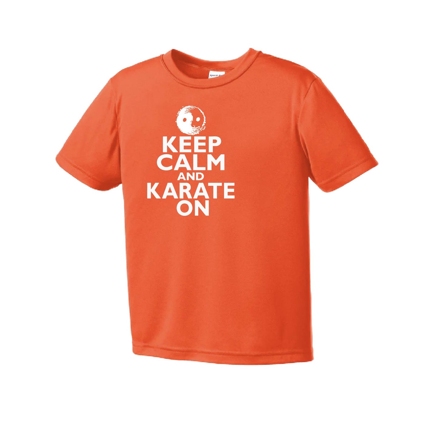 Keep Calm and Karate On | Youth Short Sleeve Karate Performance T-Shirts | 100% Polyester