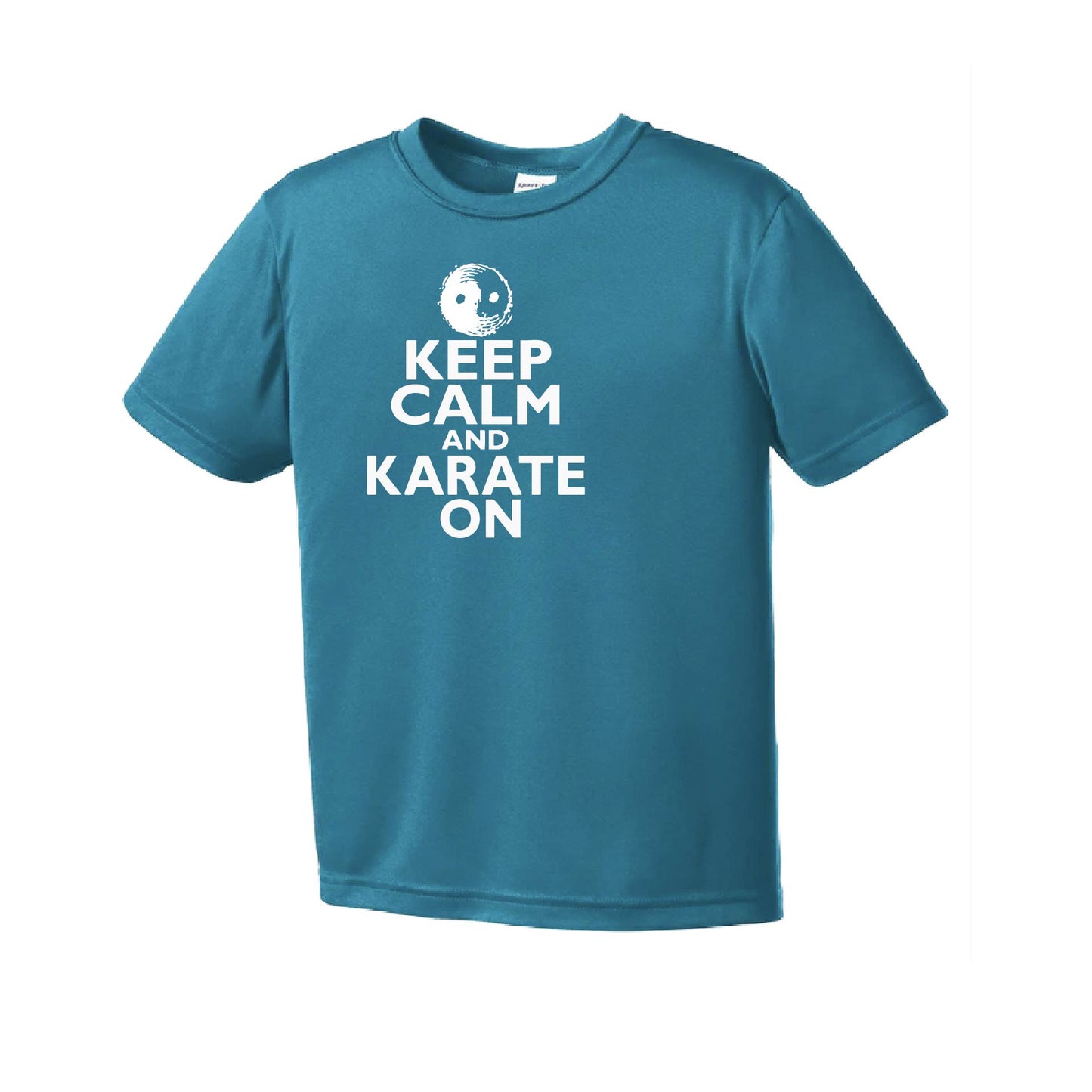 Keep Calm and Karate On | Youth Short Sleeve Karate Performance T-Shirts | 100% Polyester