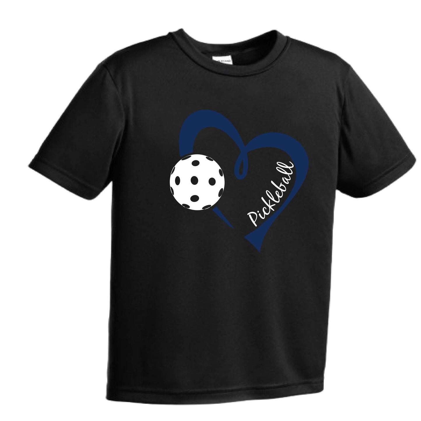 Pickleball Love (Navy) | Youth Short Sleeve Pickleball Performance T-Shirts | 100% Polyester