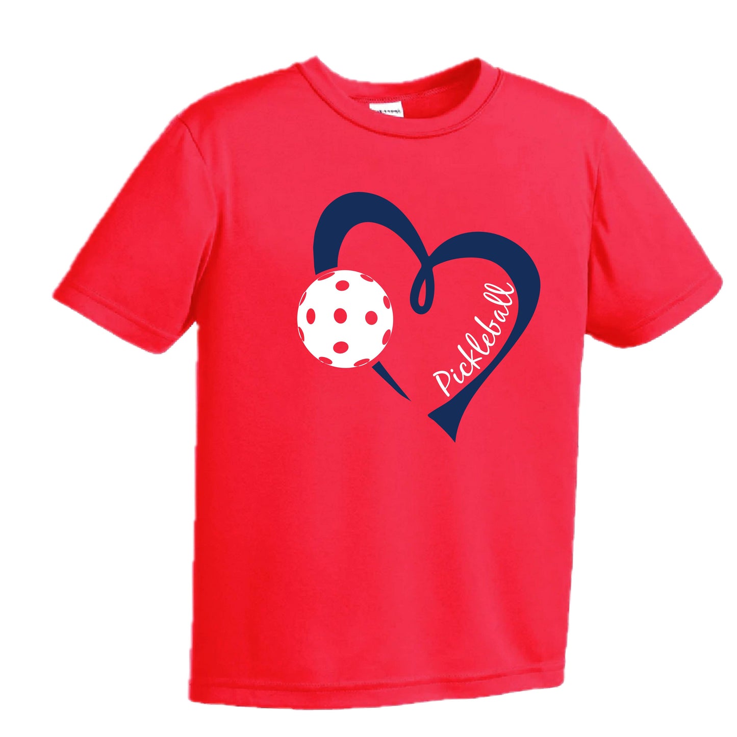 Pickleball Love (Navy) | Youth Short Sleeve Pickleball Performance T-Shirts | 100% Polyester