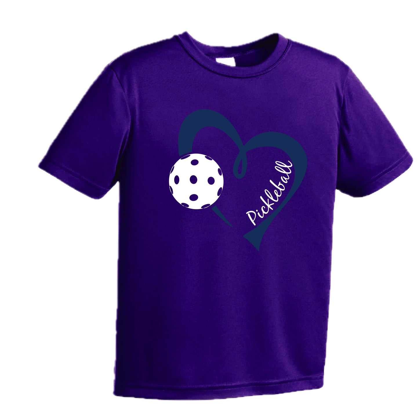 Pickleball Love (Navy) | Youth Short Sleeve Pickleball Performance T-Shirts | 100% Polyester