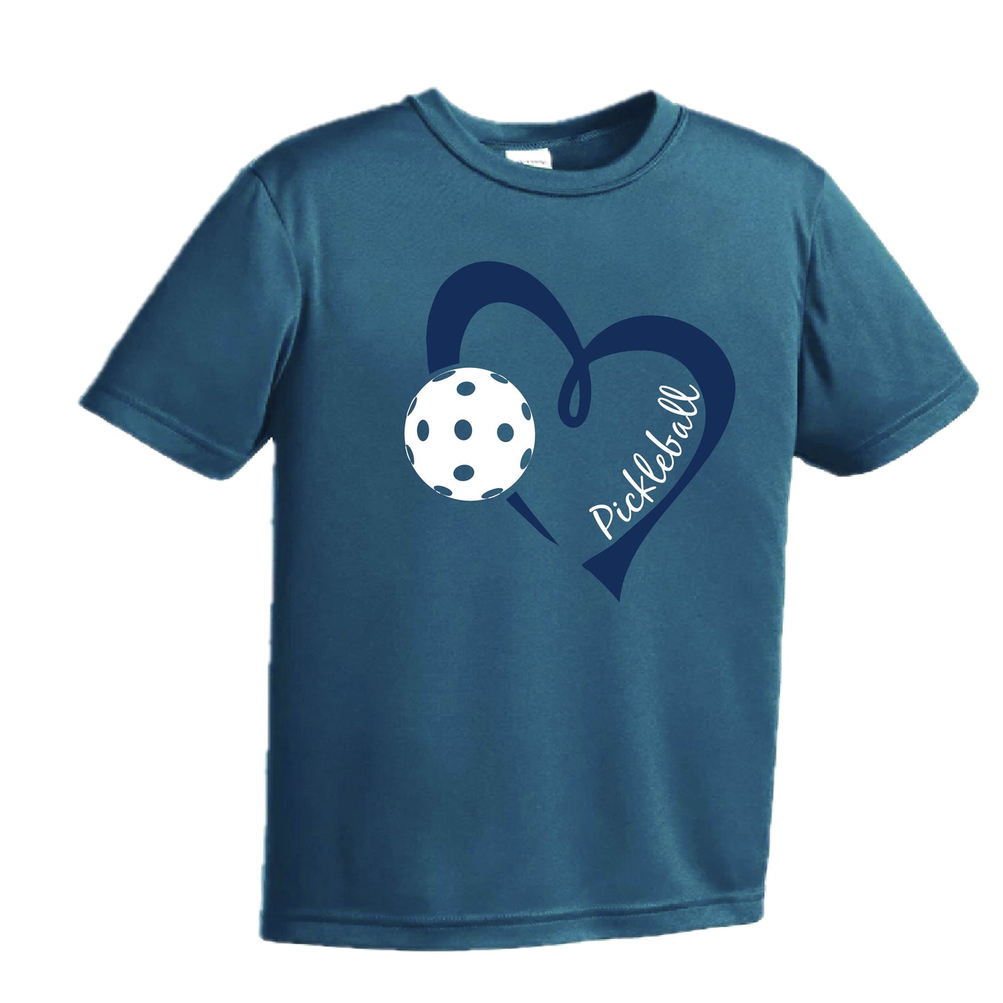 Pickleball Love (Navy) | Youth Short Sleeve Pickleball Performance T-Shirts | 100% Polyester